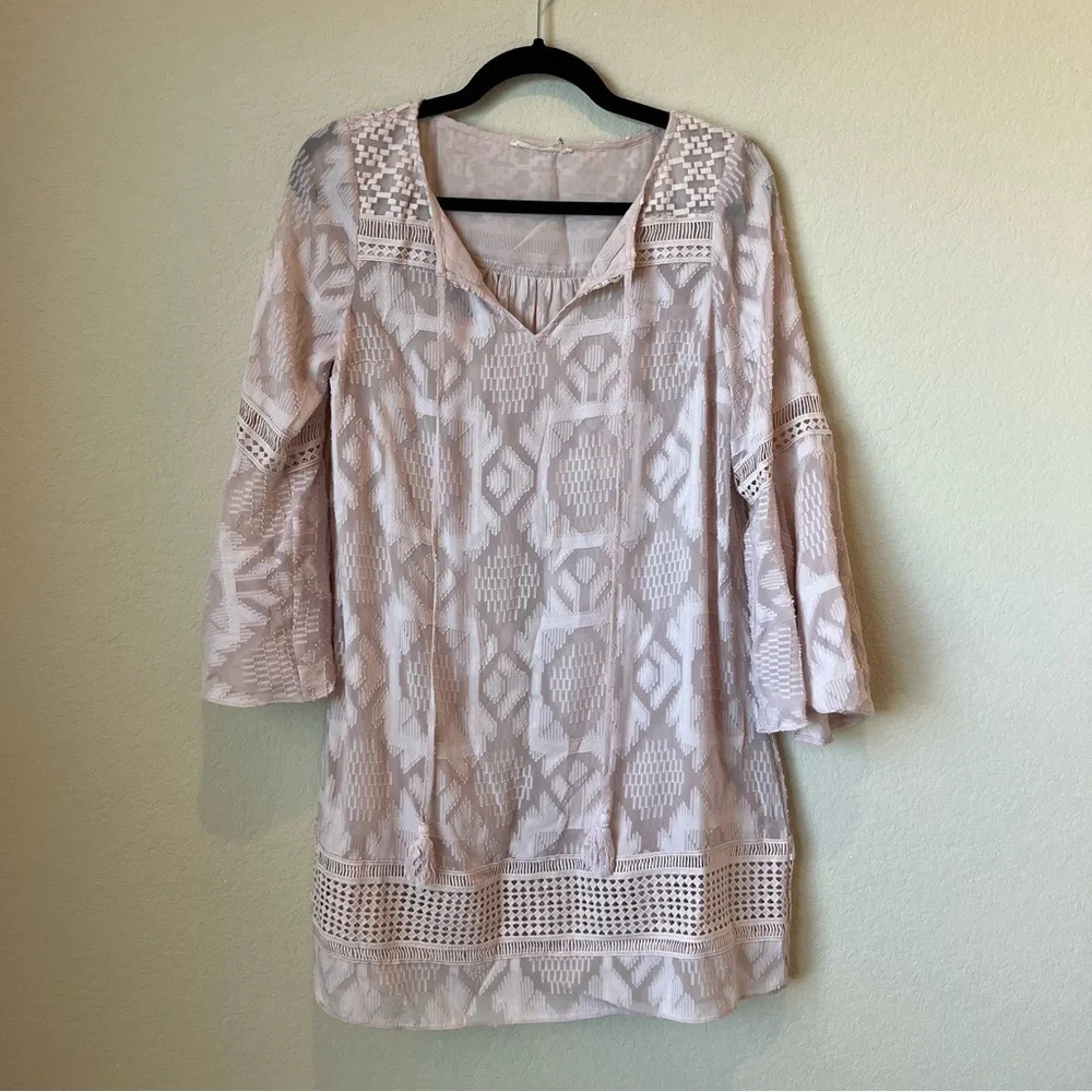 Anthropologie Floreat Esme Bell Sleeve Dress in Pink - Picture 5 of 8